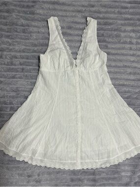 wild fable White Button-Front Lace-Trim Mini Dress